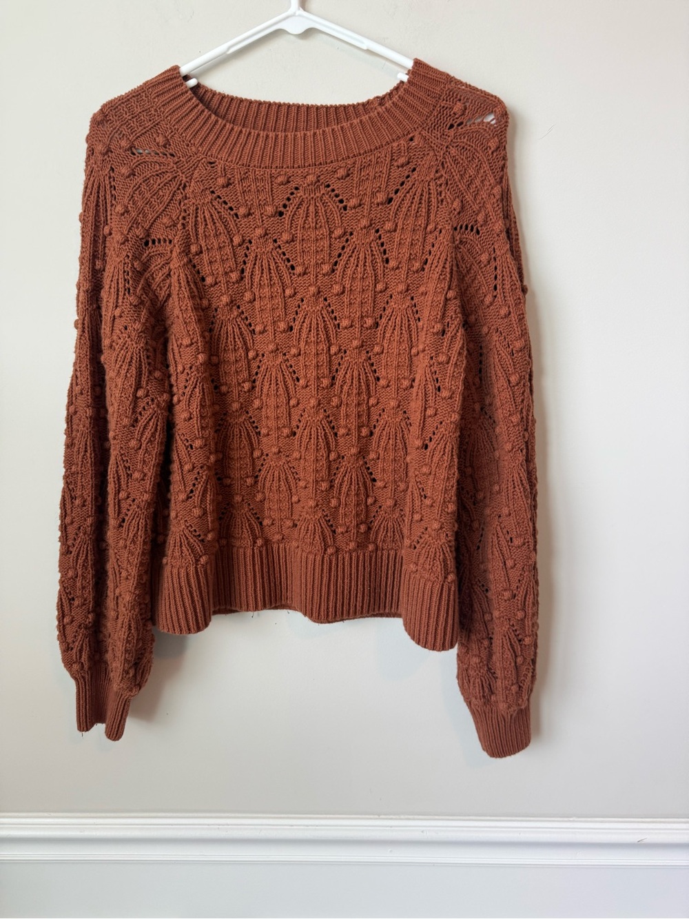 Harper Textured Knit Crewneck Sweater in Rust size small - Picture 2 of 8